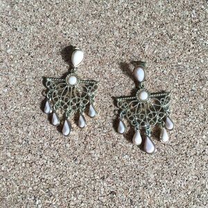 Gold and blush chandelier earrings